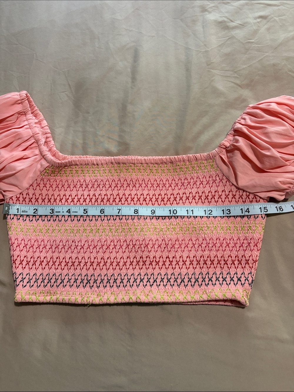 Lovers + Friends Pink Smocked Off-Shoulder Crop Top - Picture 7 of 9